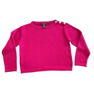 Lauren Ralph Lauren Pink Sweater PL Petite Large Long Sleeve Fuchsia Womens